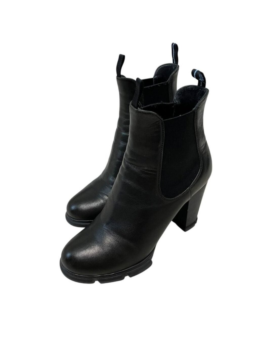 Prada Side Gore Leather Short Boots 36 Black